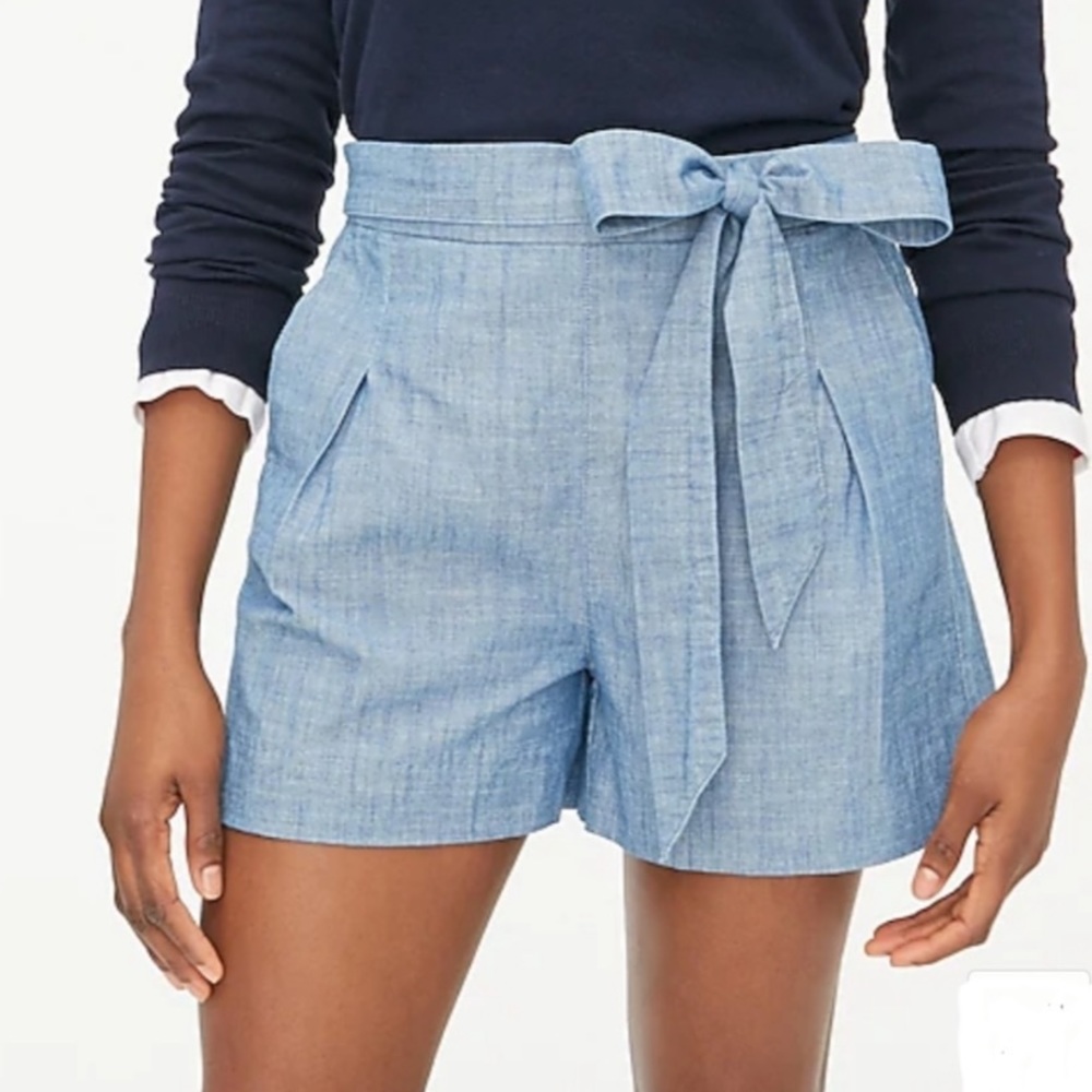 J.Crew Tie-waist short in chambray